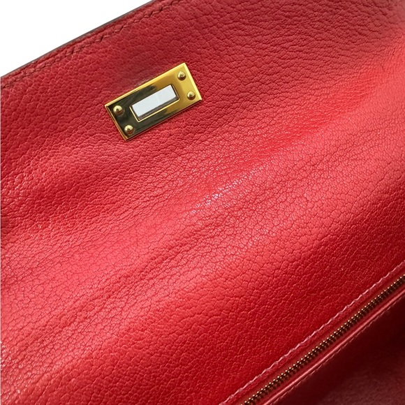 Hermes Chèvre de Coromandel Kelly II 25 Retourne Rouge Vif - Picture 12 of 15